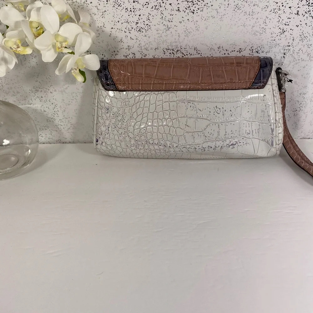 Guess Brown & Off White Reptile Pattern Wristlet - Picture 4 of 8